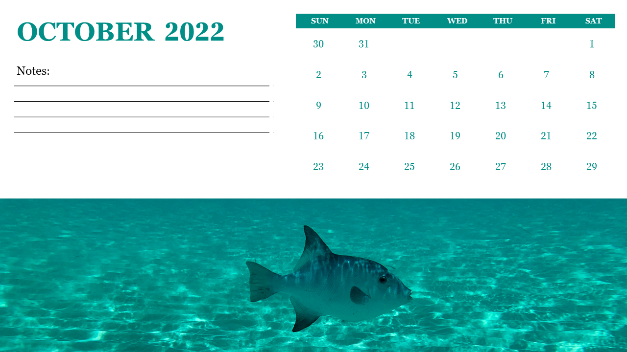 Calendar Template October 2022 PowerPoint